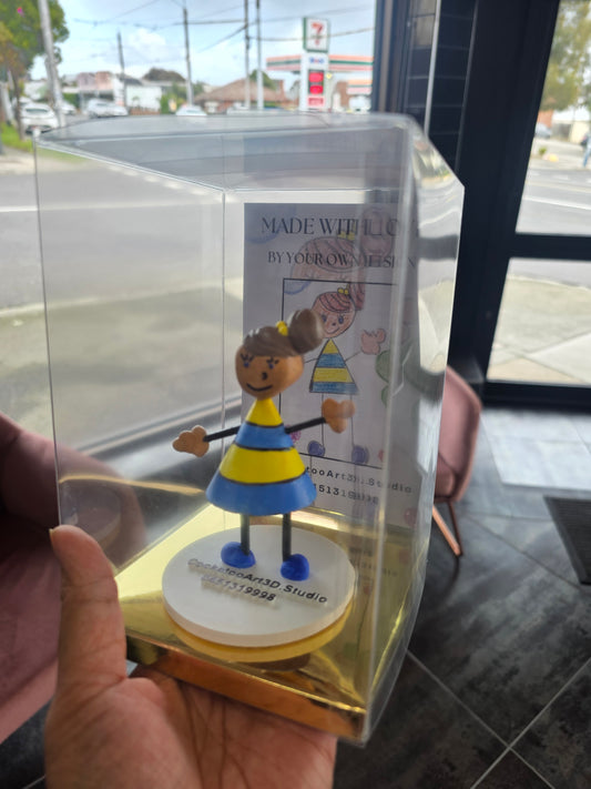 Collection : Made to order model the girl in blue and yellow dress from kids drawing.